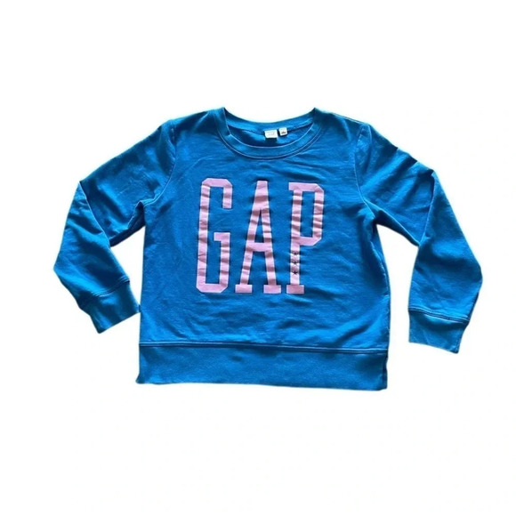 GAP Blue with Pink Logo Long Sleeve Soft Cozy Sweatshirt Women’s Small - Picture 4 of 7